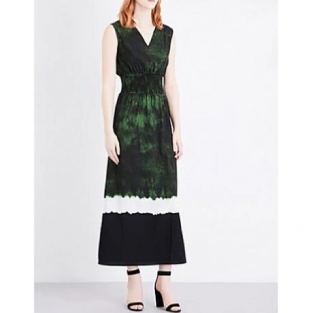 MAJE Ribeira Tie-dye Print Maxi Crepe Dress Imprime Green - Picture 1 of 7